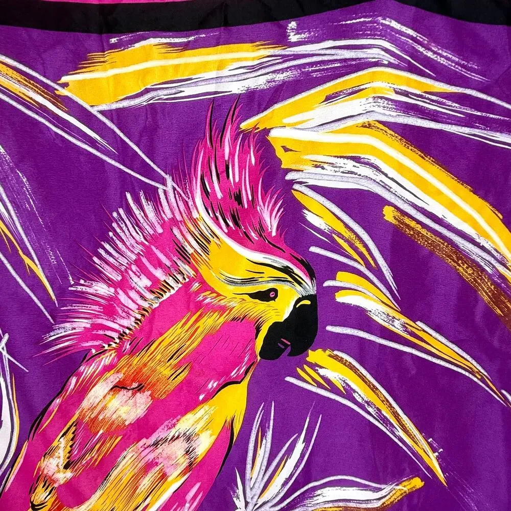Vintage Anne Klein Bird Print Square Silk Scarf